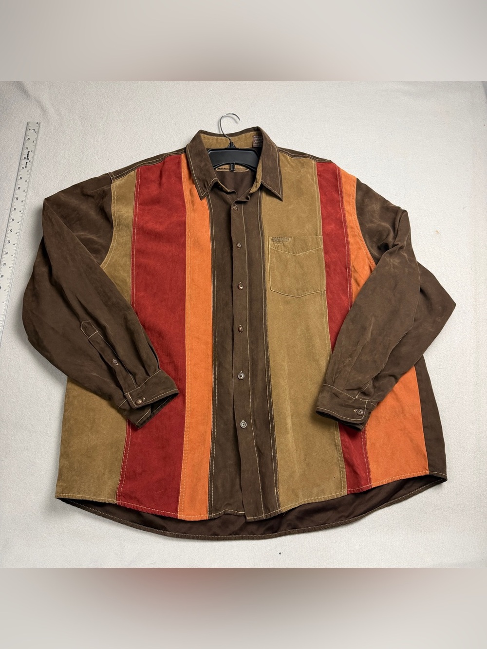 VTG Retro North River Outfitters Colorblock Faux Suede Shirt XL